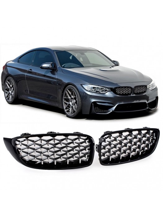 Maska BMW 4 F32/F33/F36/F82/F83 – černá s chromem, vzhled exclusiv